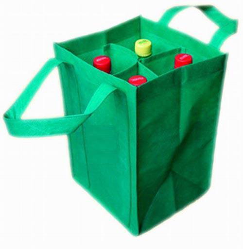 Custom printed PP non-woven wine bag for 4 bottles image