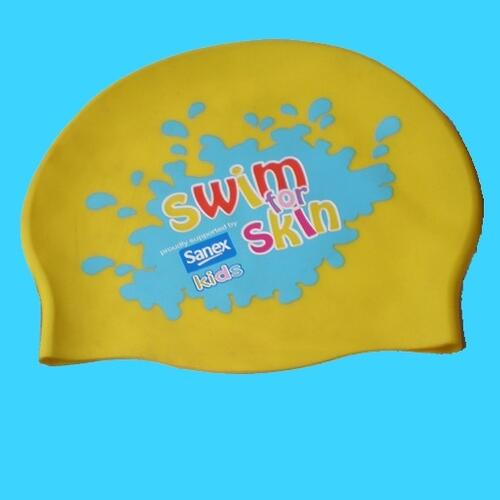 Custom printed silicon swimming cap Silicone swimming cap with custom-print image